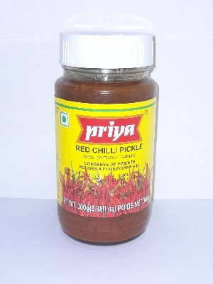 Priya Red Chilli Pickle in oil (without Garlic) 300 gm
